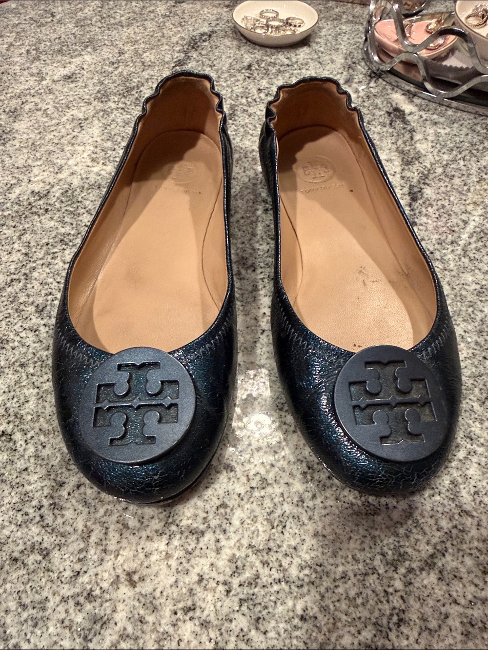 Tory Burch Iridescent Navy Blue Miller Ballet Flats